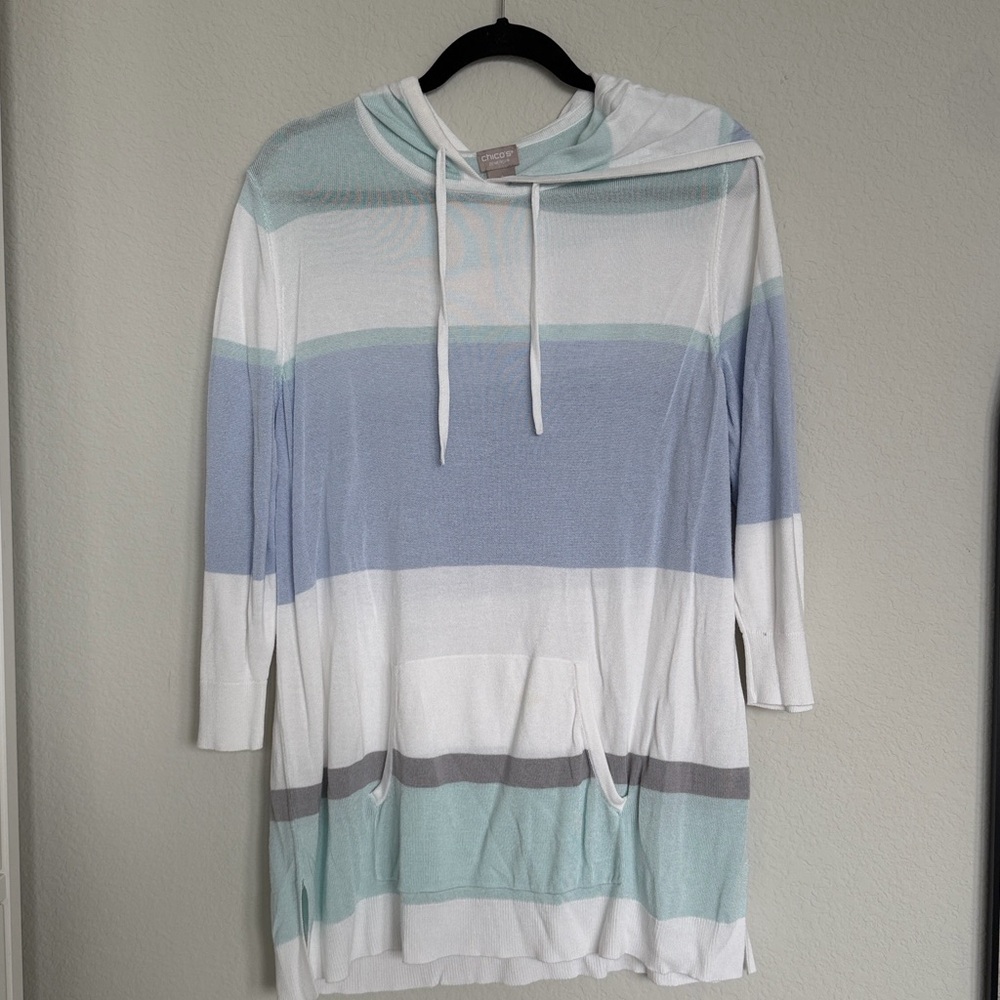 chicos zenergy striped tunic hoodie